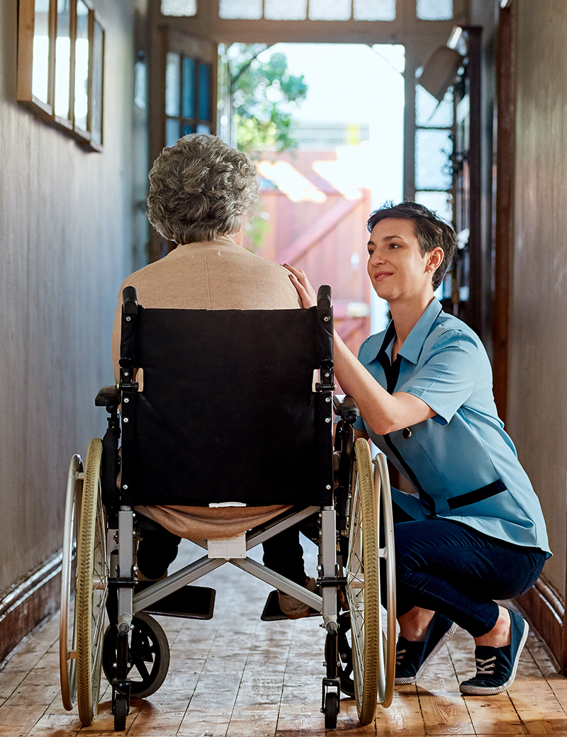 Are you ready for your walk/ Shot of a nurse caring for a senior patient in a retirement home